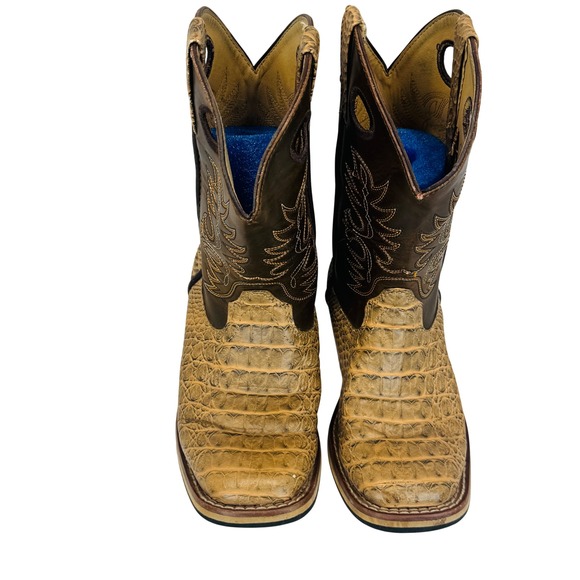 Cody James Boys Western Boots Sz 12 Brown Tan Square Toe Pull-On Rodeo Snake - Picture 8 of 8